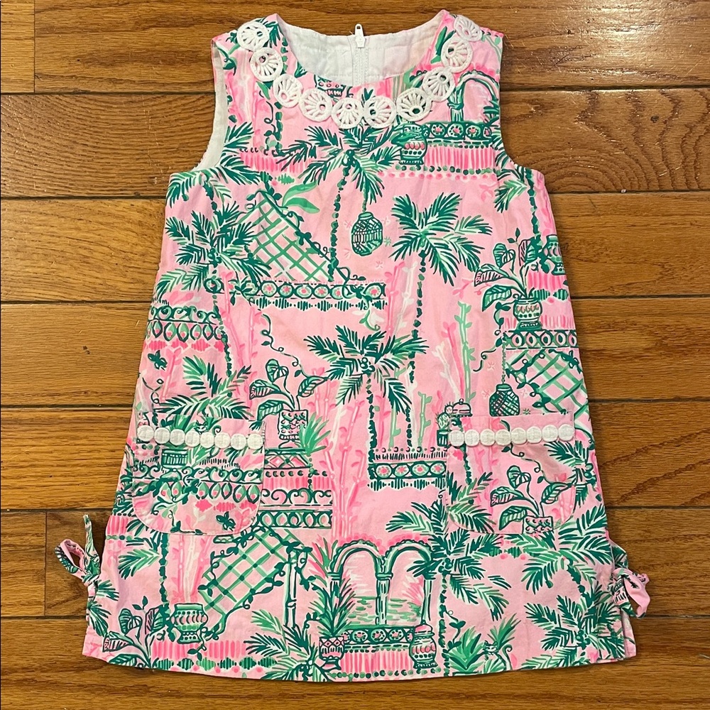 Lilly Pulitzer Pink and Green Tropical Kids Dress